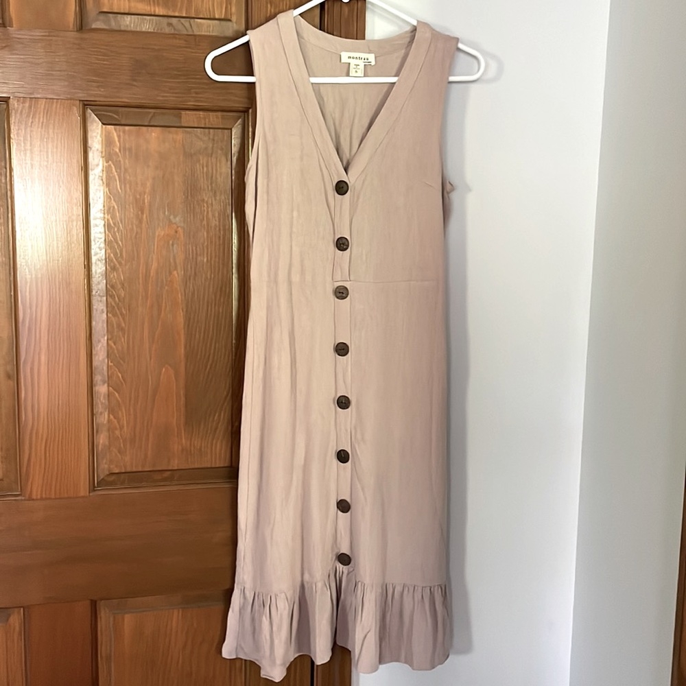 Blush Button Linen Dress